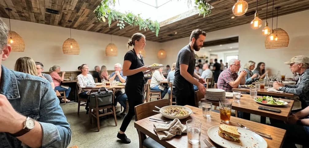 Busy restaurant lunch service
