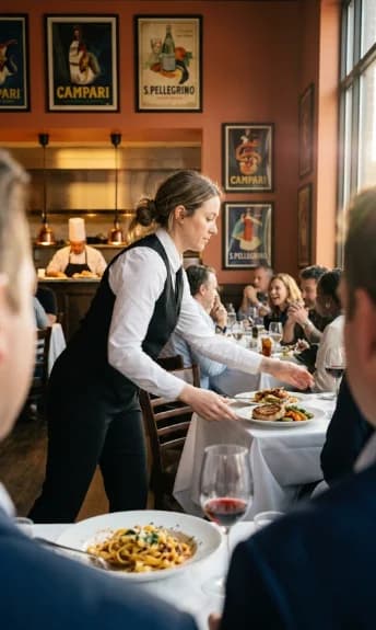 Servers during busy lunch rush