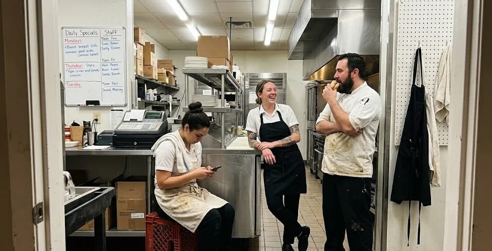 Restaurant team during service